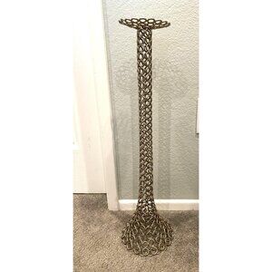Z Gallerie Tall Silver Chain Metal Candle Holder Stands 24 Inches